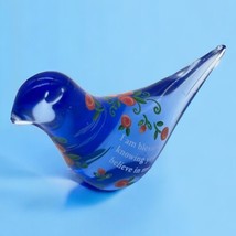 GANZ Hand Painted Blown Glass Blue Bird of Happiness Inspirational Bless... - $13.90