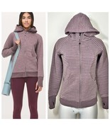 LULULEMON Scuba Hoodie Classic Cotton Fleece Size 6 Stripe Heathered Ant... - $69.86