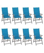  Garden Chair Set of 8 Grey Solid Acacia wood Standard Foldable - $16,364.18 MXN