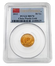 2012 China .999 Oro 1/10 Oz. 50 Yuan Calificado Por PGCS Como MS70 Prime... - $507.55