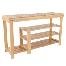 Lavish Home Footwear Organizer Seat Bamboo Shoe Bench, 3-Tier, Wood - $141.99