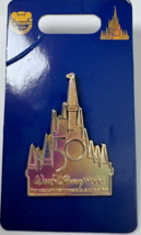 Walt Disney World 50th Anniversary Cinderella&#39;s Castle Iridescent Gold Pin - £19.74 GBP