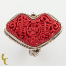 Sterling Silver Cinnabar Cocktail Ring Size 9.5 Gorgeous - £94.34 GBP