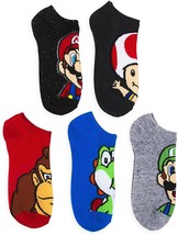 Super Mario Bros Nintendo 5-Pack No Show Socks Kids Ages 3-8 (Sock Size 6-8.5) - £7.73 GBP+