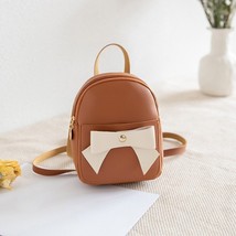 Contrast Color Backpack Women Mini Bow Bag Large Capacity PU Bags for Travel Sho - £13.81 GBP