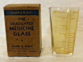 Rare Bauer Black Etched Graduated Medicine Dose Glass IN THE BOX Hazel Atlas - £19.97 GBP