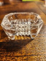 Vintage Salt Cellar Clear Glass Rectangular Shape Footed Antique - $9.89
