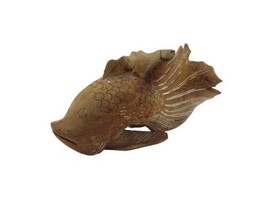 Hand Carved Wood Fish Figure Statue - $15.74