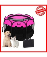 Durable Outdoor/Indoor Dog Playpen with Mesh Panels - 29&quot; Pink Portable ... - $33.65