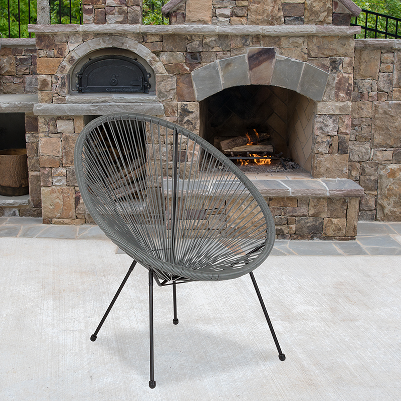 Grey Bungee Oval Lounge Chair TLH-094-GREY-GG