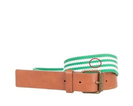 BARNUM Ceinture Canvas Moderne Rayée Verte Blanche Taille 85/L Unisexe  - £34.41 GBP