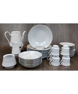 Crown Ming Royal Palm Fine China Silver Band Jian Shiang 39 Piece Set Pl... - $339.56 CAD