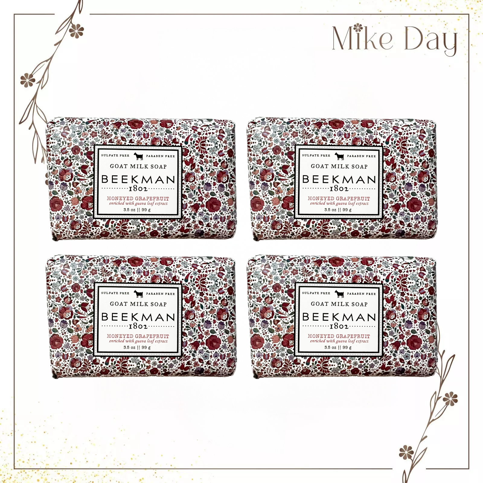 Beekman 1802 Honeyed Grapefruit Goat Milk Soap 3.5 OZ x 4 pcs Brand New