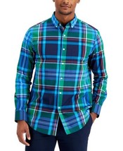 MSRP $55 Club Room Men&#39;s Slim-Fit Stretch Plaid Poplin Shirt Size XL - £18.91 GBP