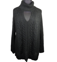 Lane Bryant Black Cable Knit Cowl Neck Flare Sleeve Sweater Plus Size 26-28 - £39.37 GBP