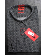 HUGO BOSS Hombre Ermo Informal Ajustado Negro Lunares Algodón Elástico C... - $81.22 CAD