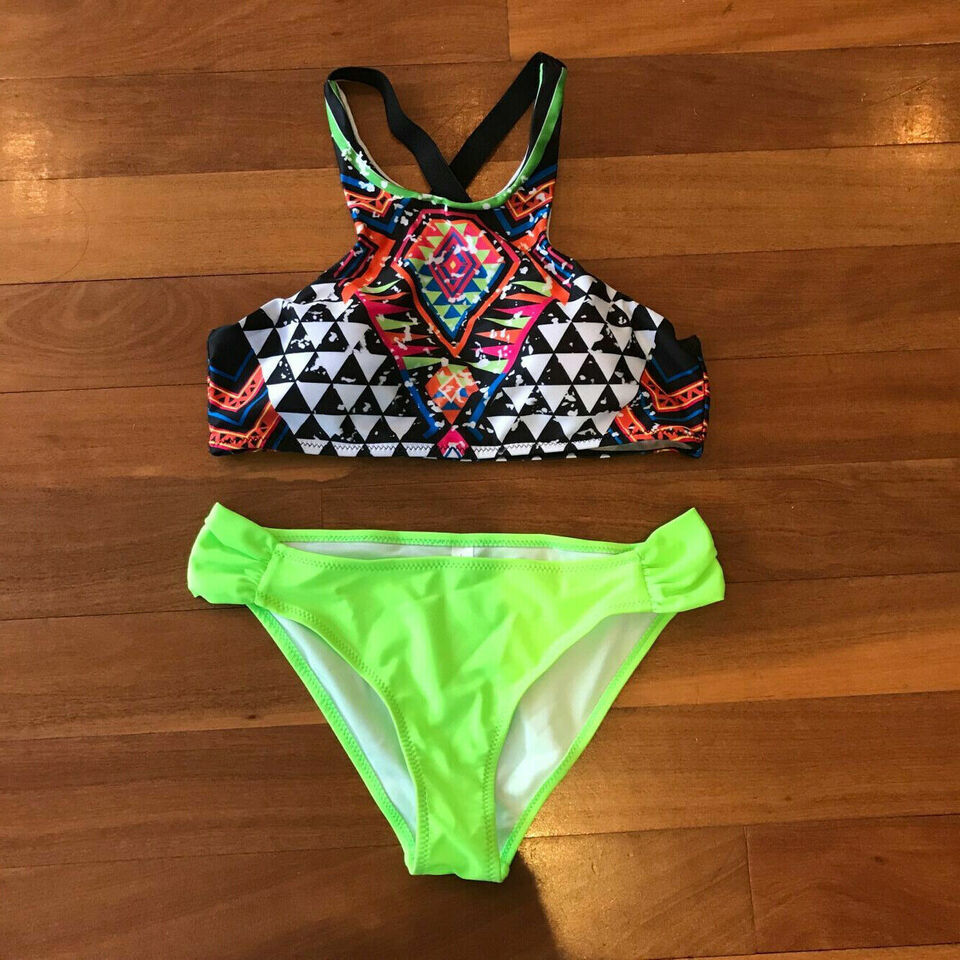 Tribal Geo Print High Neck Crisscross Two-piece Bikini Set Swimsuits AUS STOCK Item image 8
