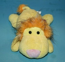 Fine Toy Lion Cub 10&quot; Yellow Plush Heart Rump Lying Soft Toy Flower Bow Stuffed - £7.81 GBP