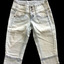 Industrial Cotton Women&#39;s Juniors Denim Capri Cropped Jeans Size 3 Light... - £25.74 GBP