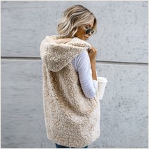 Soft Fleece Sherpa Sleeveless Hoodie Vest Front Zip Up In Four Colors image 3