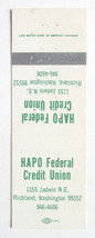 HAPO Federal Credit Union - Richland, Washington 20 Strike Matchbook Cover WA - £1.36 GBP
