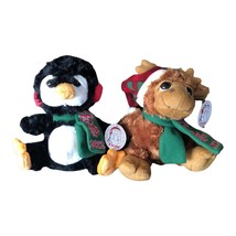 2 Fiesta Penguin + Moose Plush 2012 Pepsi-Cola Christmas 9&quot; Stuffed Anim... - $25.24