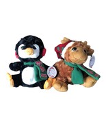 2 Fiesta Penguin + Moose Plush 2012 Pepsi-Cola Christmas 9&quot; Stuffed Anim... - $25.24