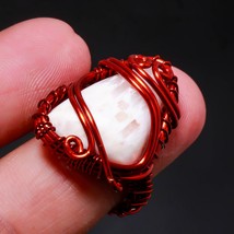 Scolecite Gemstone Ethnic Wire Wrapped Handcrafted Copper Jewelry Ring 6&quot; SA 753 - £3.73 GBP