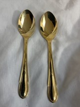 2 Gold Plated Stainless Steel Coffee Spoons 5” Japan - £6.31 GBP