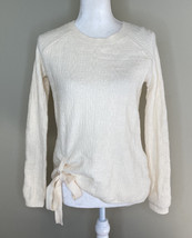 Tahari NWT Women’s Round Neck pullover Bow Tie sweater size PXS IN Ivory D8 - £16.66 GBP