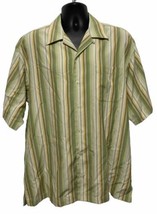 Tommy Bahama Hawaiian Button Up Shirt Men’s Large Green Stripe  - £24.73 GBP