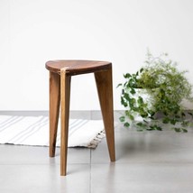Walnut stool flat seat Height 45 cm - 18&quot;, Free shipping, Three-legged, Stool, C - £187.62 GBP