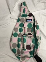 KAVU Rope Bag Cotton Shoulder Sling Backpack Polka Dotted Zip Pockets 19x11 - £15.77 GBP