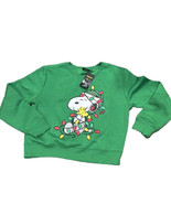 Peanuts Snoopy Womens Sweatshirt New Sz XL Christmas Lights Green - £26.12 GBP