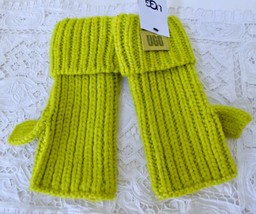 NEW UGG Fingerless Mitts Cuff Gloves Relish Green Acrylic Lime Green - $39.99