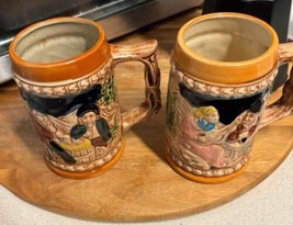 German Style Beer Steins Lot of 2 Made in Japan Vintage Painted Mugs 5 1... - £15.66 GBP