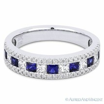 1.22ct Princess Cut Sapphire Diamond Promise Ring Wedding Band in 18k White Gold - £2,521.36 GBP
