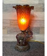 Vintage Elephant Lamp Brown Accent Night Light w/ Shade For Good Luck - $1,553.37 MXN