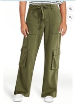 Time and Tru Womens 14 Sea Turtle Green Drawstring Cargo Pants NWT - £11.87 GBP