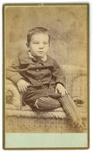 Antique Named CDV Circa 1870&#39;S Adorable Little Boy in Suit Henney Attica, IN - £7.57 GBP
