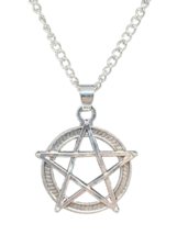 Pentagram Pentacle Necklace 30&quot; Extra Long Chain Pendant Wiccan Pagan Gothic - £6.66 GBP