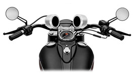 (2) Rockville MAC40B 4&quot; Chrome Swivel Aluminum Motorcycle Handlebar Speaker Pods - £120.05 GBP