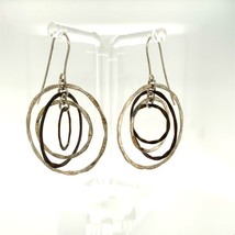 Vintage Sterling Signed 925 RLM Studio Intertwined Circle Hoop Dangle Earrings - £37.89 GBP