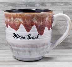 My café &quot;Miami Beach&quot; 16 oz. Souvenir Coffee Mug Cup Brown Lavender - £11.35 GBP