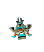 Zuni Dancer Native American Signed Sterling Silver Ring Size 8.5 turquoi... - $247.49