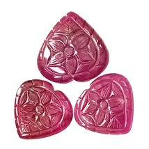 Hand Engraved, Ruby Set, No Heat Ruby, Ruby Earring, Carved Ruby, 34.87 Cttw., R - £562.26 GBP