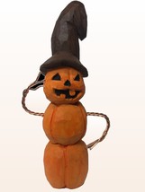 Halloween Pumpkin Man with Hat and Movable Wire Arms, Caricature Figurine &amp; Tabl - £25.56 GBP