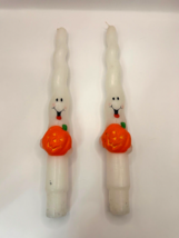 Vintage Holiday 10 inch Taper Candles Halloween ghost pumpkin jack o lantern - £11.92 GBP