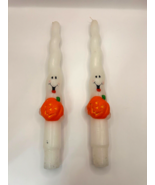 Vintage Holiday 10 inch Taper Candles Halloween ghost pumpkin jack o lan... - £11.73 GBP
