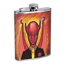 Devil Grin Hip Flask Stainless Steel 8 Oz Silver Drinking Whiskey Spirits Em1 - £7.47 GBP